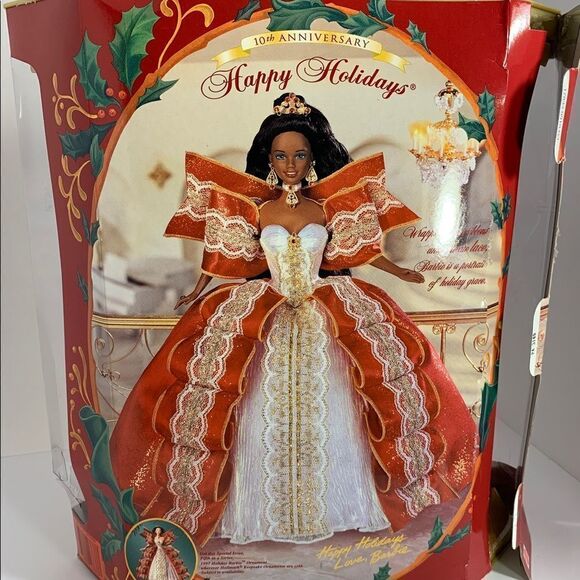 Happy Holidays Barbie Special Edition Wrapped In Red Ribbons Delicate Lace - Picture 8 of 14